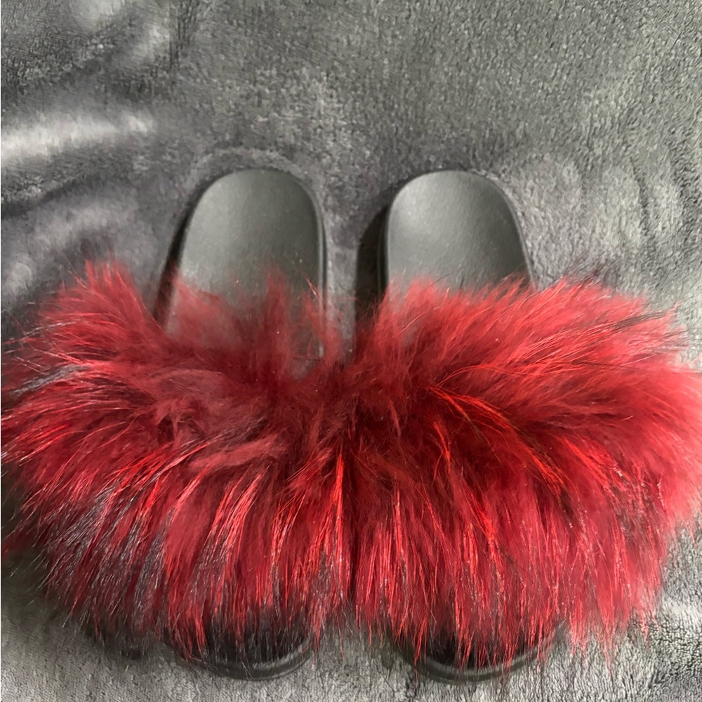 Red and Black Fur Slides